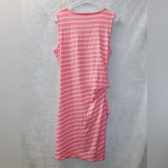 Talbots NWT Pink White Stripe Side Cinch Knee Length Dress size large petite - Picture 5 of 5
